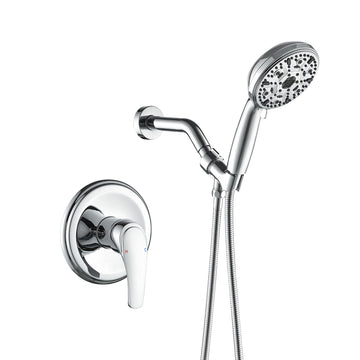 Polished Chrome Shower Set with 10 Function Handheld Shower and Pressure Balance Valve