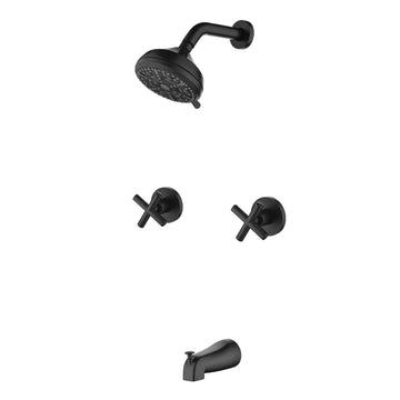 Matte Black Shower Set with Dual Handles and 10 Function ABS Overhead Shower