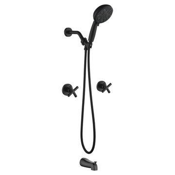 Matte Black Shower Set with Dual Handles and 10 Function ABS Handheld Shower