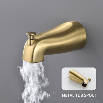 Brushed Gold Shower Set with Dual Handles 5 Function Dual ABS Shower Heads and Tub Spout
