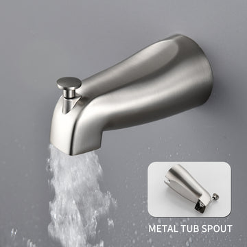 Brushed Nickel Shower Set with Dual Handles 5 Function Dual ABS Shower Heads and Tub Spout