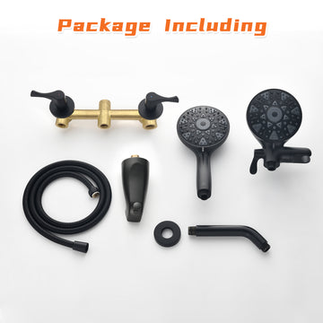 Matte Black Shower Set with Dual Handle Control 6 Function Dual Shower Heads and Tub Spout