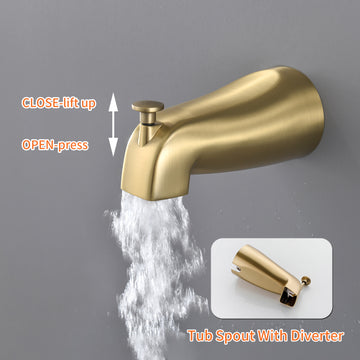 Brushed Gold Shower Set with Dual Handle Control 6 Function Dual Shower Heads and Tub Spout