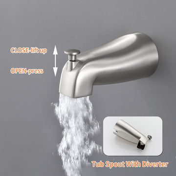 Brushed Nickel Shower Set with Dual Handle Control 6 Function Dual Shower Heads and Tub Spout