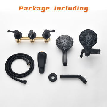 Matte Black Shower Set with Triple Handle Control 6 Function Dual Shower Heads and High Flow Tub Spout