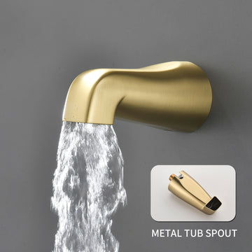 Brushed Gold Shower Set with Triple Handle Control 6 Function Dual Shower Heads and High Flow Tub Spout