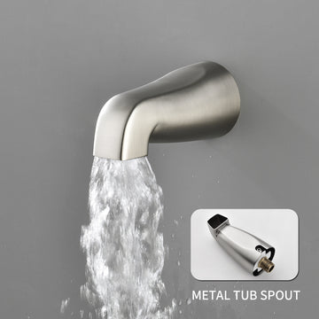 Brushed Nickel Shower Set with Triple Handle Control 6 Function Dual Shower Heads and High Flow Tub Spout