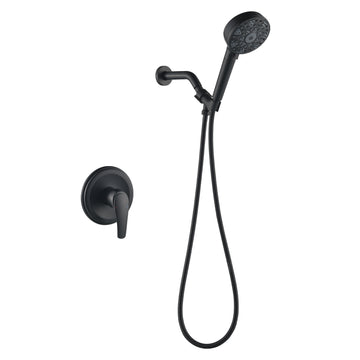 Matte Black Shower Set with cUPC Pressure Balance Valve and 7 Function Filter Handheld Shower
