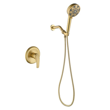 Brushed Gold Shower Set with cUPC Pressure Balance Valve and 7 Function Filter Handheld Shower