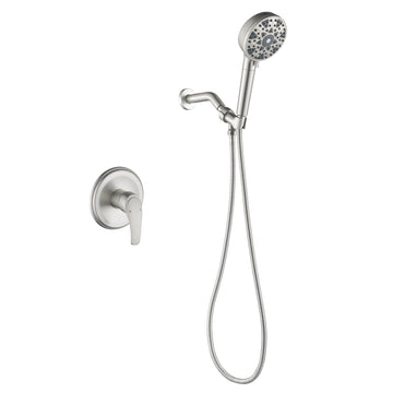 Brushed Nickel Shower Set with cUPC Pressure Balance Valve and 7 Function Filter Handheld Shower