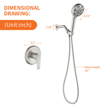 Brushed Nickel Shower Set with cUPC Pressure Balance Valve and 7 Function Filter Handheld Shower