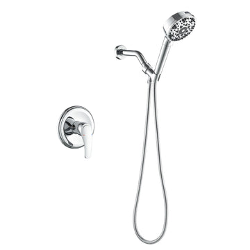 Polished Chrome Shower Set with cUPC Pressure Balance Valve and 7 Function Filter Handheld Shower