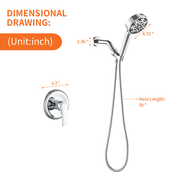 Polished Chrome Shower Set with cUPC Pressure Balance Valve and 7 Function Filter Handheld Shower
