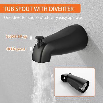 Matte Black Shower Set with cUPC Pressure Balance Valve 7 Function Filter Handheld Shower and High Flow Tub Spout
