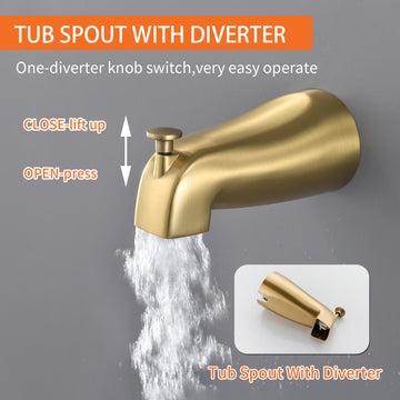 Brushed Gold Shower Set with cUPC Pressure Balance Valve 7 Function Filter Handheld Shower and High Flow Tub Spout
