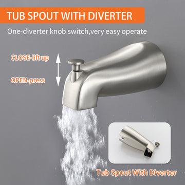Brushed Nickel Shower Set with cUPC Pressure Balance Valve 7 Function Filter Handheld Shower and High Flow Tub Spout