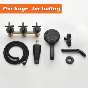 Matte Black Shower Set with 10 Function ABS Handheld Shower Three Handle Control and High Flow Tub Spout