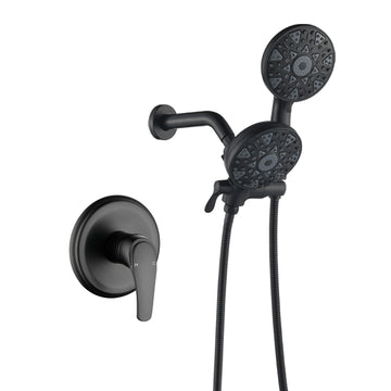 Matte Black Shower Set with 6 Function Dual Shower Heads cUPC Pressure Balance Valve Brass Body