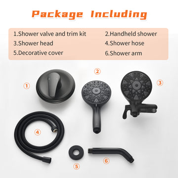 Matte Black Shower Set with 6 Function Dual Shower Heads cUPC Pressure Balance Valve Brass Body