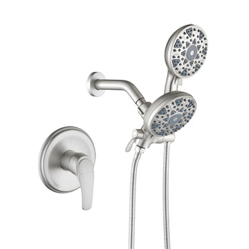 Brushed Nickel Shower Set with 6 Function Dual Shower Heads cUPC Pressure Balance Valve Brass Body