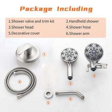 Brushed Nickel Shower Set with 6 Function Dual Shower Heads cUPC Pressure Balance Valve Brass Body