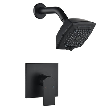 Black Brass Shower Faucet Set cUPC Pressure Balance Valve 5-Function ABS Top Spray 1/2NPT Thread
