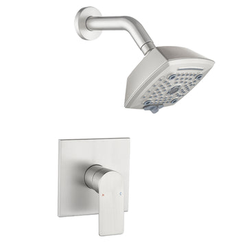 Brushed Brass Shower Faucet Set cUPC Pressure Balance Valve 5-Function ABS Top Spray 1/2NPT Thread Fingerprint-Free