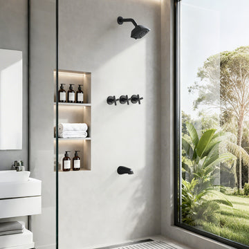 Modern Matte Black Tub and Shower Set