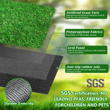 Green Outdoor Artificial Grass Runner 6.5FTX10FT 1.38" Pile Height Pet Friendly