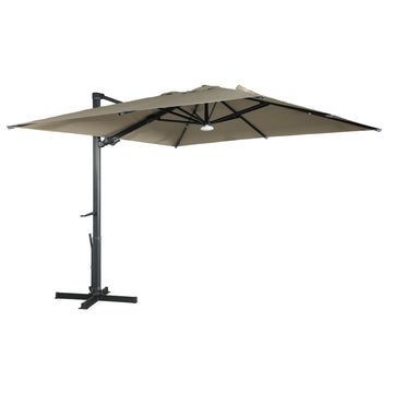 Boyel Living 10x10 ft. 360¡ãRotation Square Cantilever Patio Umbrella with Bluetooth Speaker and LED Light