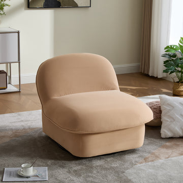 Swivel Accent Chair 360 Degree Metal Base Velvet Pumpkin Shaped Chair for Living Room Bedroom Office
