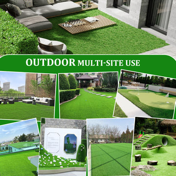 Green Outdoor Artificial Grass Runner 7FTX8FT 1.38" Pile Height Pet Friendly