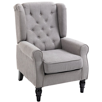 Button-Tufted Accent Chair with High Wingback Rounded Cushioned Armrests