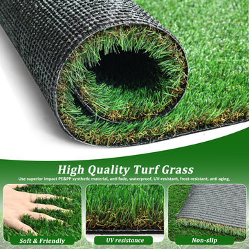 Green Outdoor Artificial Grass Runner 6FTX9FT 1.38" Pile Height Pet Friendly