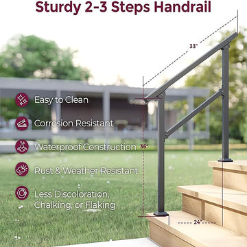 2.75 ft. Metal Handrail for 0-3 Steps (1-Pack)