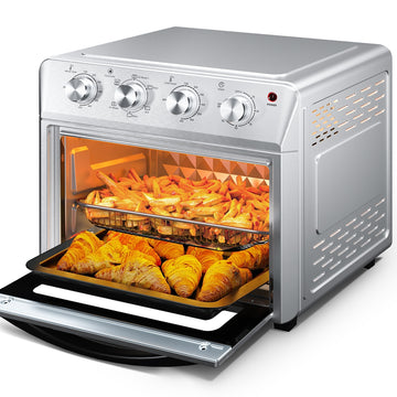 Plum Chef Air Fryer Oven 27.5QT, 6-in-1 Countertop Oven, Air Fry, Bake, Broil, Toast, Warm, Dehydrate, 4 Knob Control,