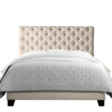Luxury Upholstered Bed Frame with Tufted Headboard Platform Bed with Solid Wood Frame