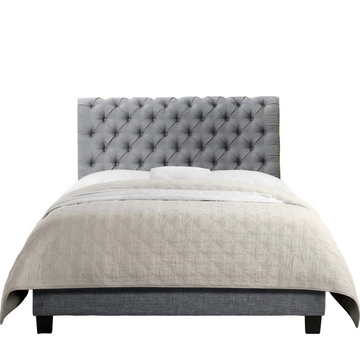 Luxury Upholstered Bed Frame with Tufted Headboard Platform Bed with Solid Wood Frame