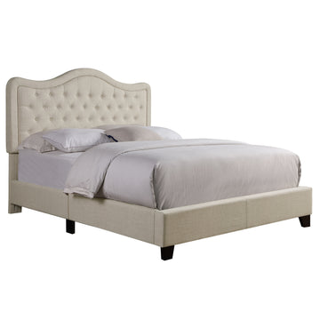 Modern Upholstered Bed Frame with Curved Tufted Headboard Platform Bed with Solid Wood Frame