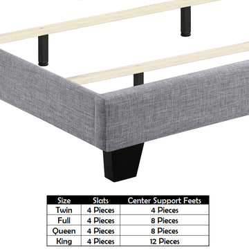 High Back Upholstered Bed Button Tufted Bed Frame with Solid Wood Structure Soft Fabric Headboard