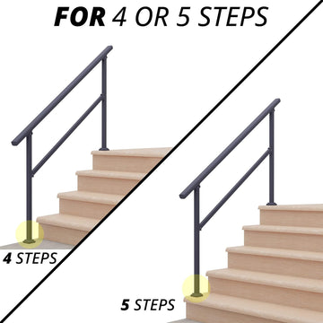 4.66 ft. Metal Handrail for 0-5 Steps (2-Pack)
