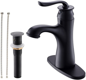 Boyel Living 1.2 GPM Single Handle Single Hole Bathroom Faucet with Water Supply Hose and Built-in Aerator