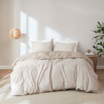 Organic Cotton Oversized Duvet Cover Set - Natural King/Cal King
