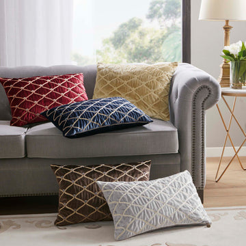 Velvet Oblong Decor Pillow with Feather Fill - Silver