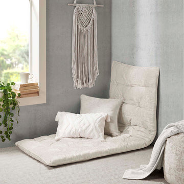 Poly Chenille Lounge Floor Pillow Cushion - Ivory