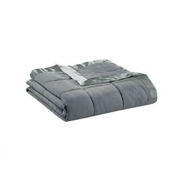 Lightweight Down Alternative Blanket with Satin Trim - Charcoal Twin