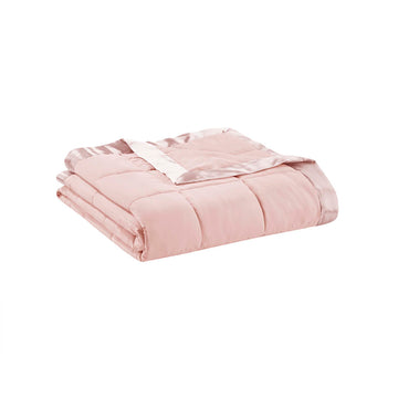 Lightweight Down Alternative Blanket with Satin Trim - Blush Twin