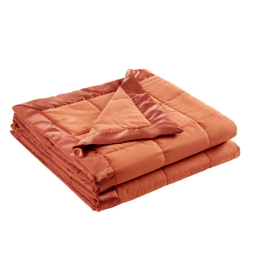 Lightweight Down Alternative Blanket with Satin Trim - Twin Orange