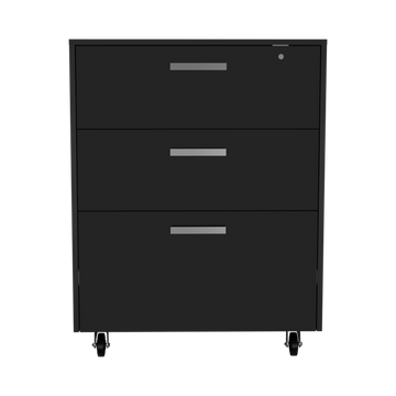 3 Drawers Storage Cabinet with Casters Lions Office Black Wengue Finish