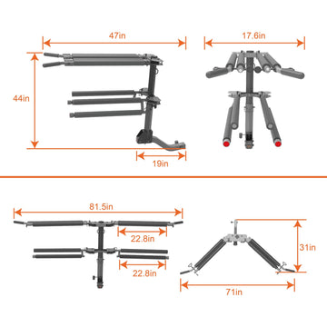 Volt Ski Rack 4 Pairs Skis 2 Snowboards Foldable Reflective Strap 2Inch Hitch